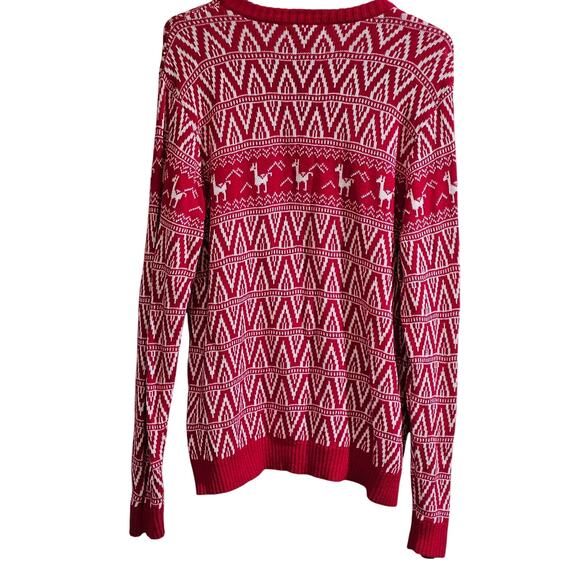 Blizzard Bay Llama Christmas Sweater Red White Fair Isle Festive Mens XL - Picture 2 of 8